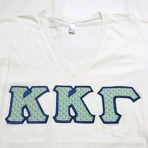 KKG V Neck Letter Stich Shirt